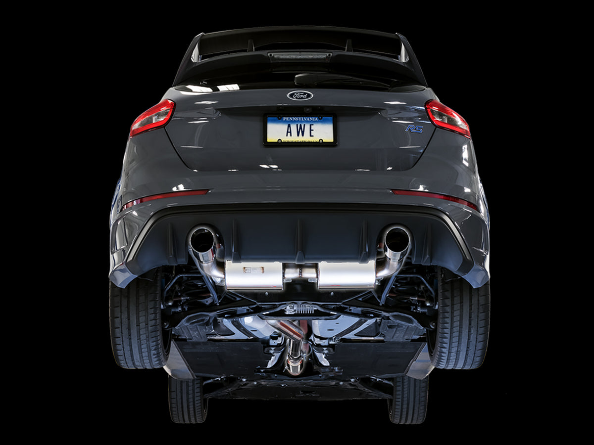 AWE Touring Edition Cat-back Exhaust for Ford Focus RS- Resonated - Chrome Silver Tips