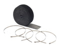 Exhaust Wrap Kit Black 2 in x 25 ft Roll - With (4) 14 in Stainless Steel Tie Straps - This black exhaust wrap is 2 in. wide by 25 ft.