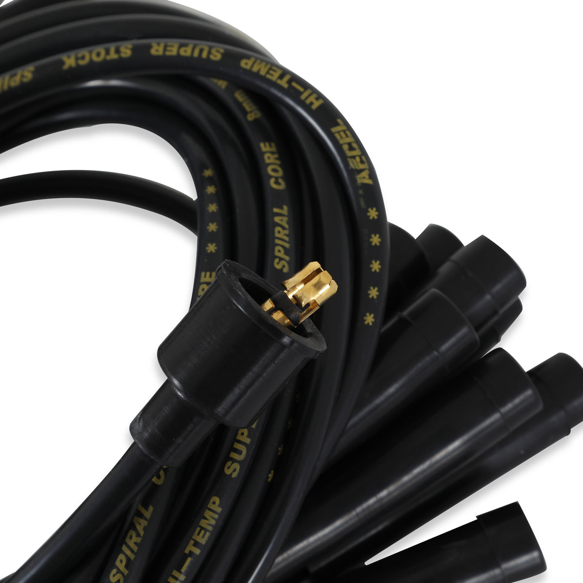 Spark Plug Wire Set - 8mm - Universal - Black Wire with Black Straight Boots - 5040K, Spark Plug Wires, Super Stock, Spiral Core, 8mm, Black, Set
