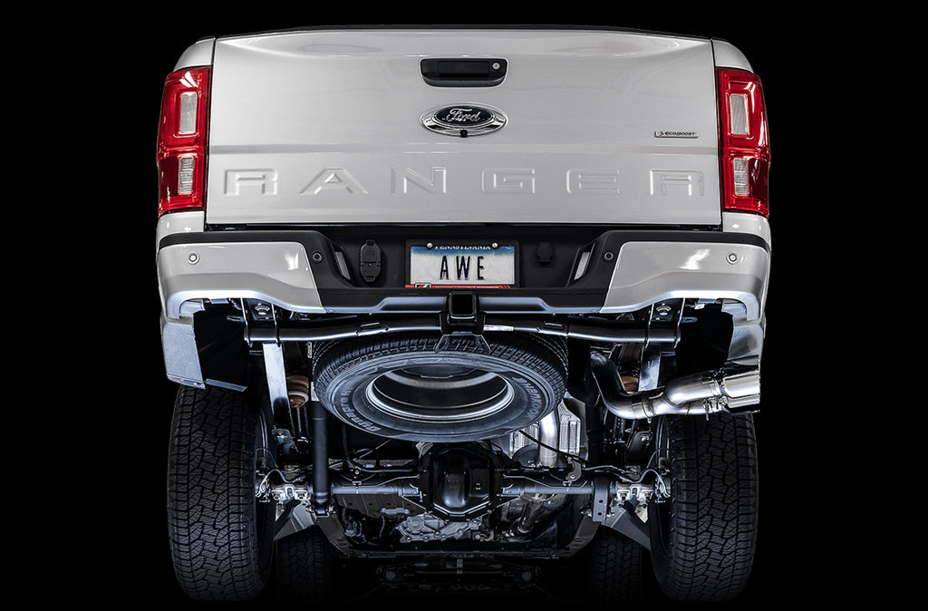 AWE 0FG Exhaust with BashGuard for Ford Ranger - Dual Chrome Silver Tips
