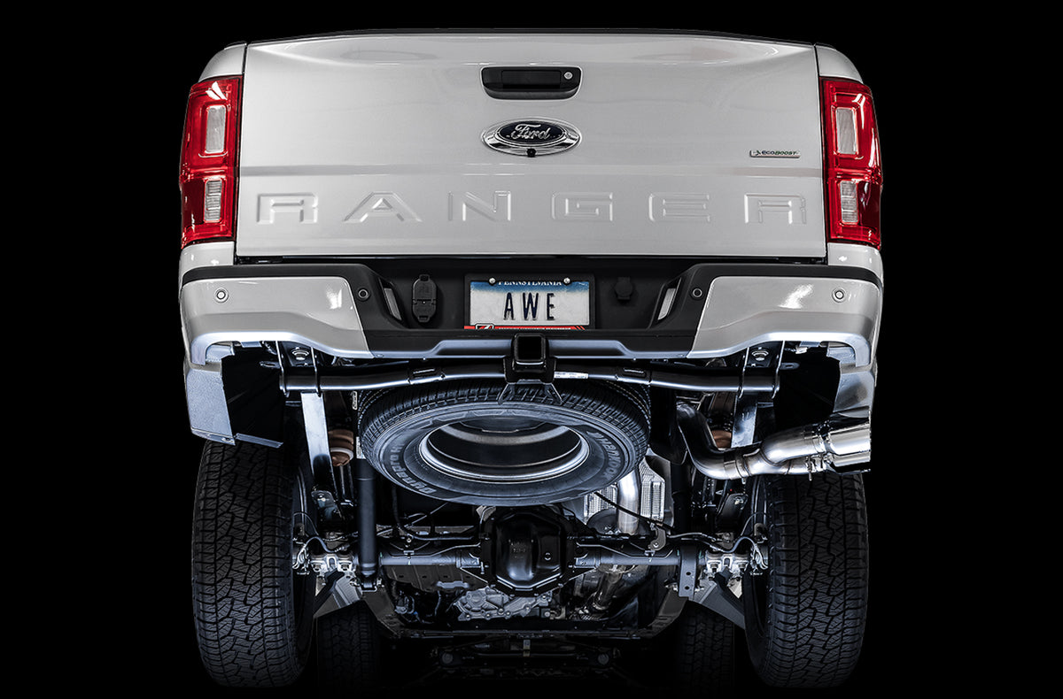 AWE 0FG Exhaust with BashGuard for Ford Ranger - Dual Chrome Silver Tips