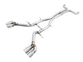 AWE Track Edition Catback Exhaust for Gen6 Camaro SS/ZL1/LT1, Quad Outlet - Non-Resonated - 4.5" Chrome Silver Tips