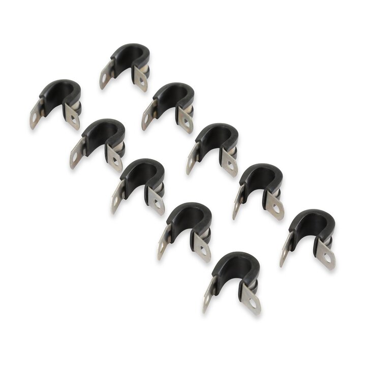 Cushioned Hose Clamp, Fits 3/8" Tube Or Hose O.D., Package Of 10, Aluminum Finish