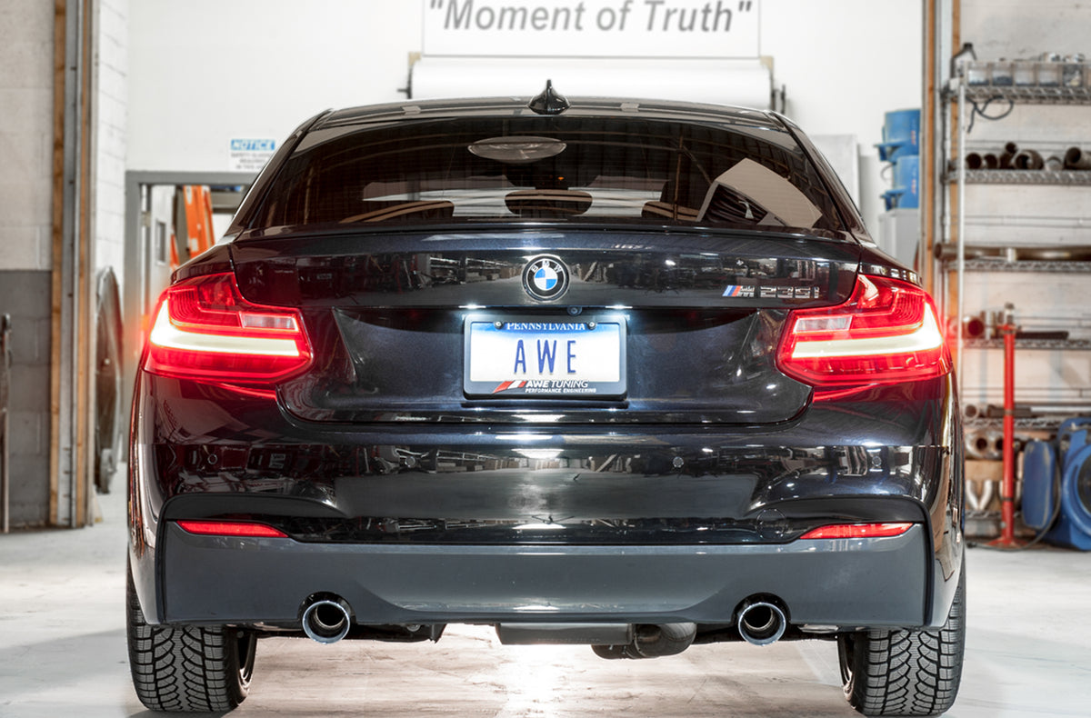 AWE Touring Edition Axleback Exhaust for BMW F22 M235i / M240i - 3.5" Chrome Silver Tips