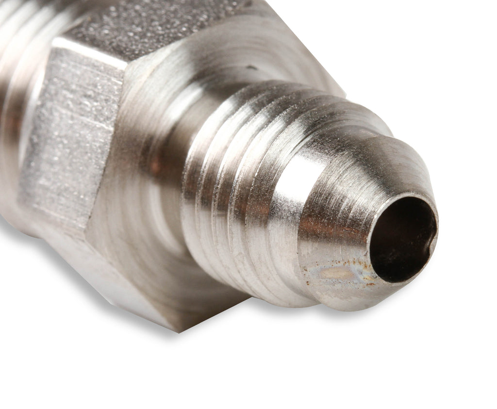 Brake Adapter Thread Size -4AN To 1/2"-20 Inverted Flare Male - 2 Per Package - Steel w/ Electroless Nickel Plating.