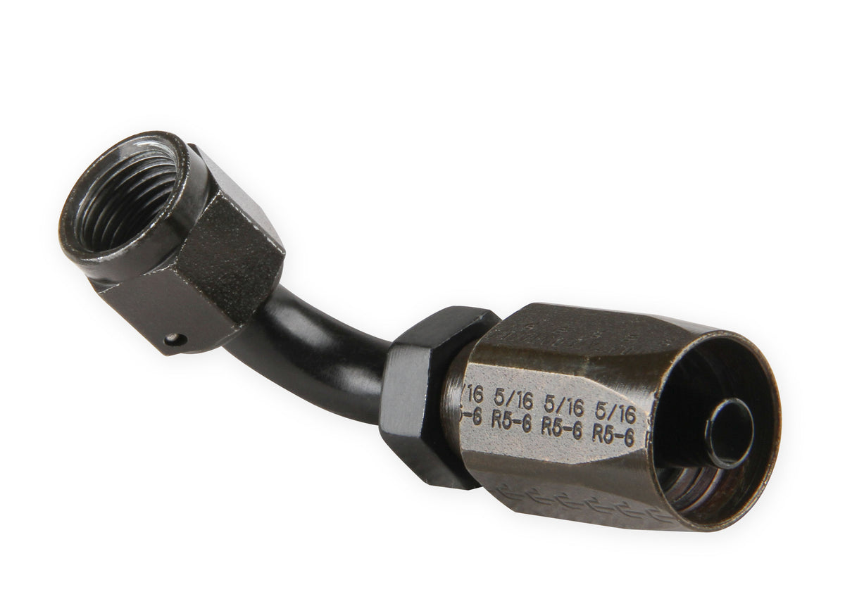 Power Steering Hose End - 90 Degeee -6 AN - Steel w/ Black Chromate Finish