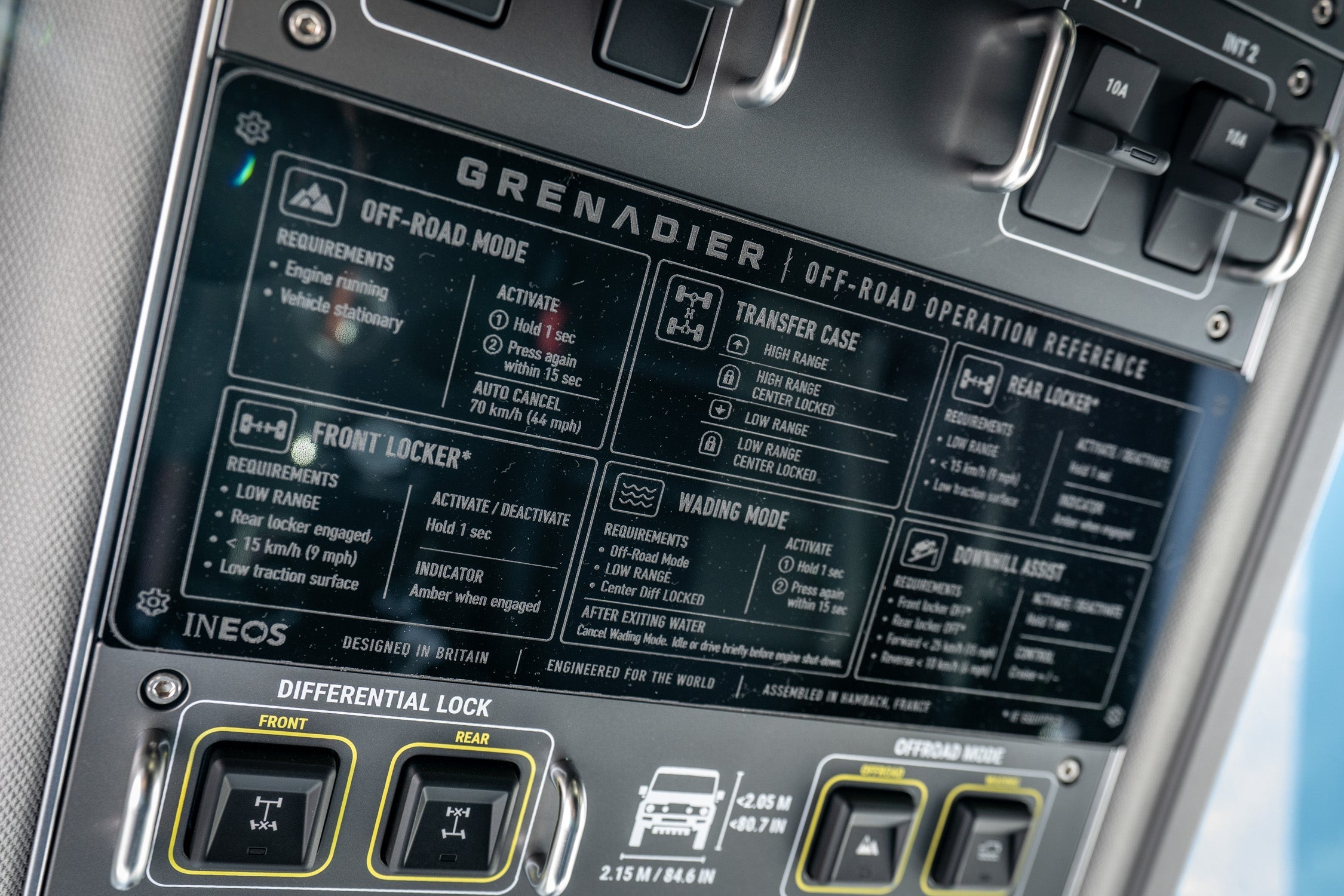 Overhead Control Panel Offroad Operation Reference Plate - 2024+ Grenadier / Quartermaster