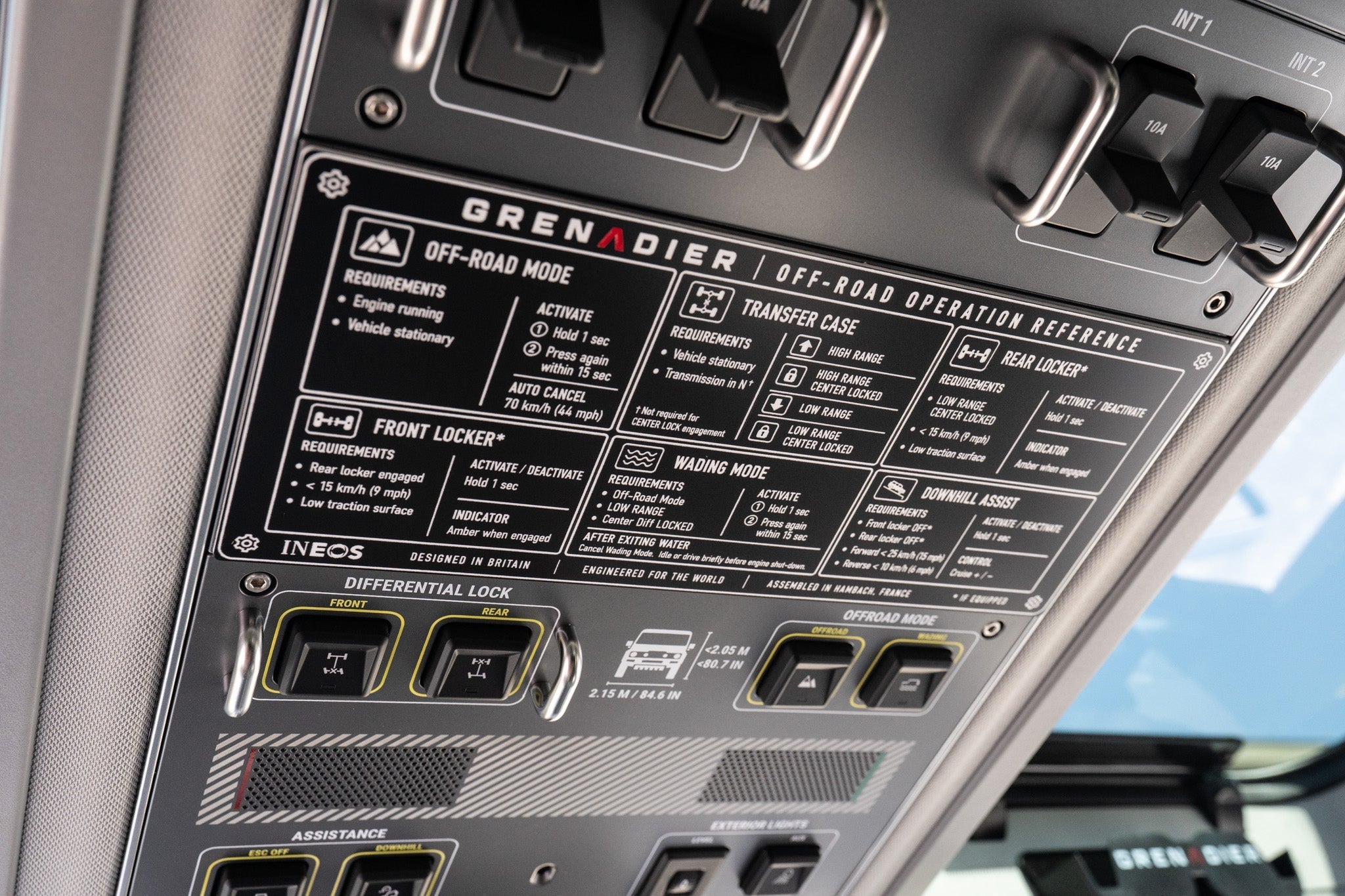 Overhead Control Panel Offroad Operation Reference Plate - 2024+ Grenadier / Quartermaster