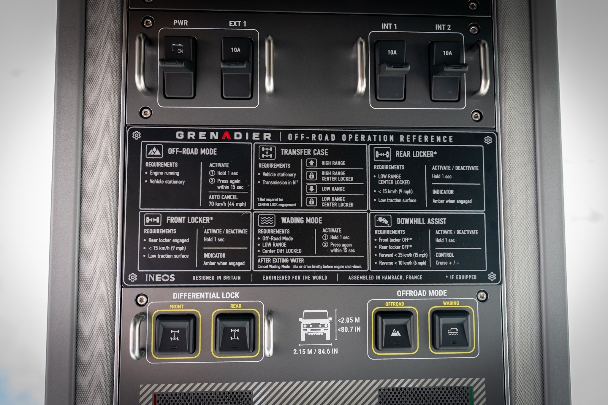 Overhead Control Panel Offroad Operation Reference Plate - 2024+ Grenadier / Quartermaster
