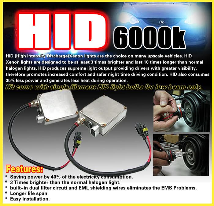 6000K Hid For Honda Accord 03-05 2Door JDM Clear Lens Fog Lights Kit