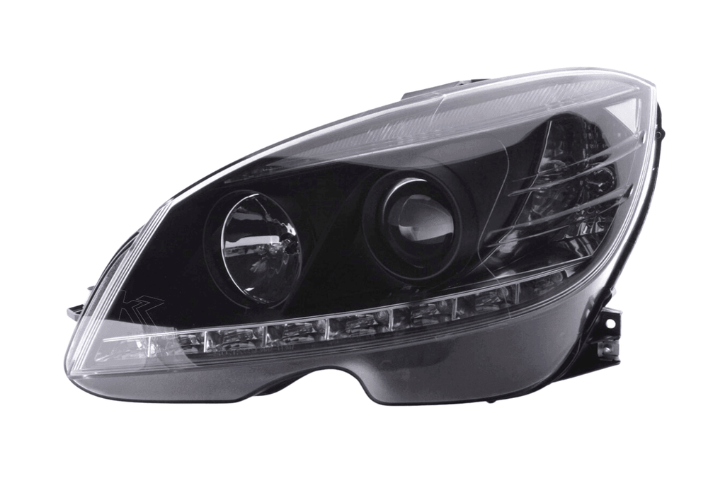 Mercedes Benz C-Class (204) Black LED Headlights with Daytime Running Lights (2007-2010)