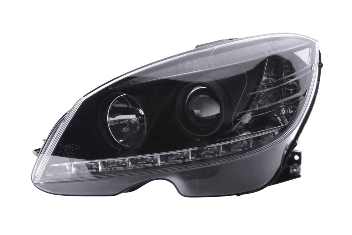 Mercedes Benz C-Class (204) Black LED Headlights with Daytime Running Lights (2007-2010)