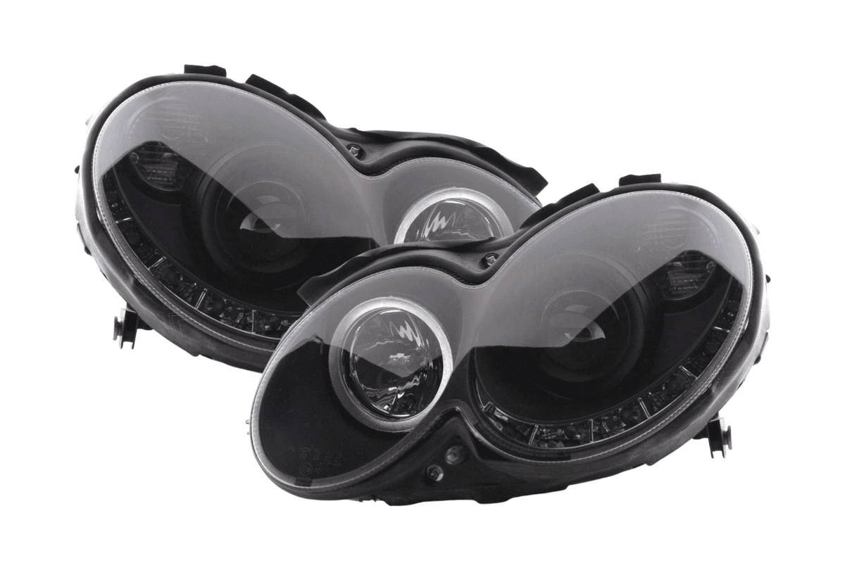 Mercedes Benz CLK (209) Black LED Headlights with Daytime Running Lights (2004-2009)