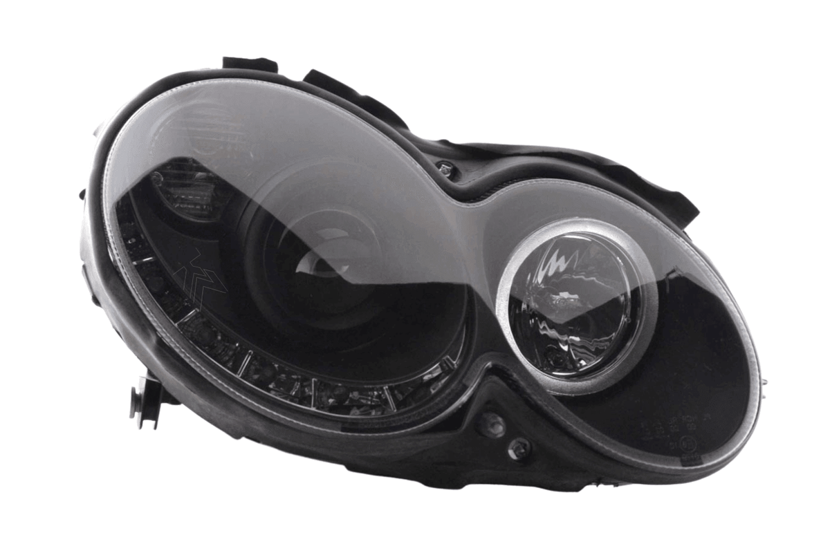 Mercedes Benz CLK (209) Black LED Headlights with Daytime Running Lights (2004-2009)