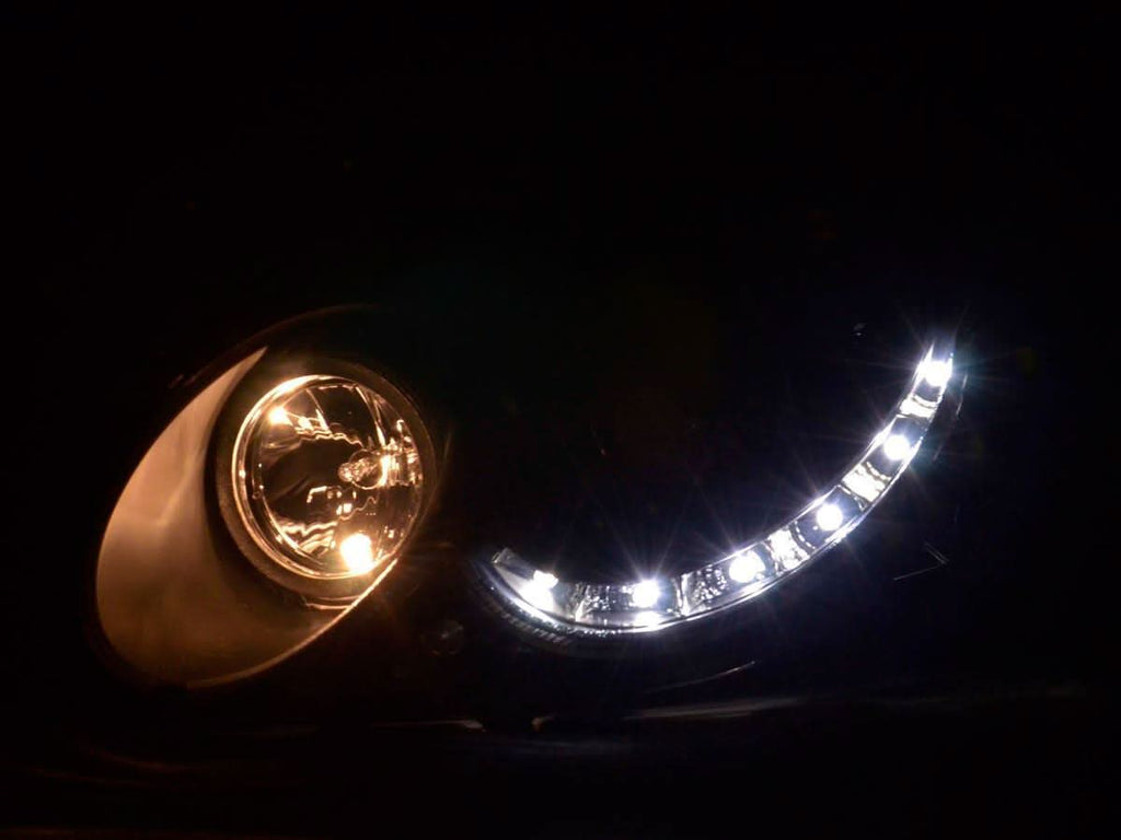 Mercedes Benz CLK (209) Black LED Headlights with Daytime Running Lights (2004-2009)