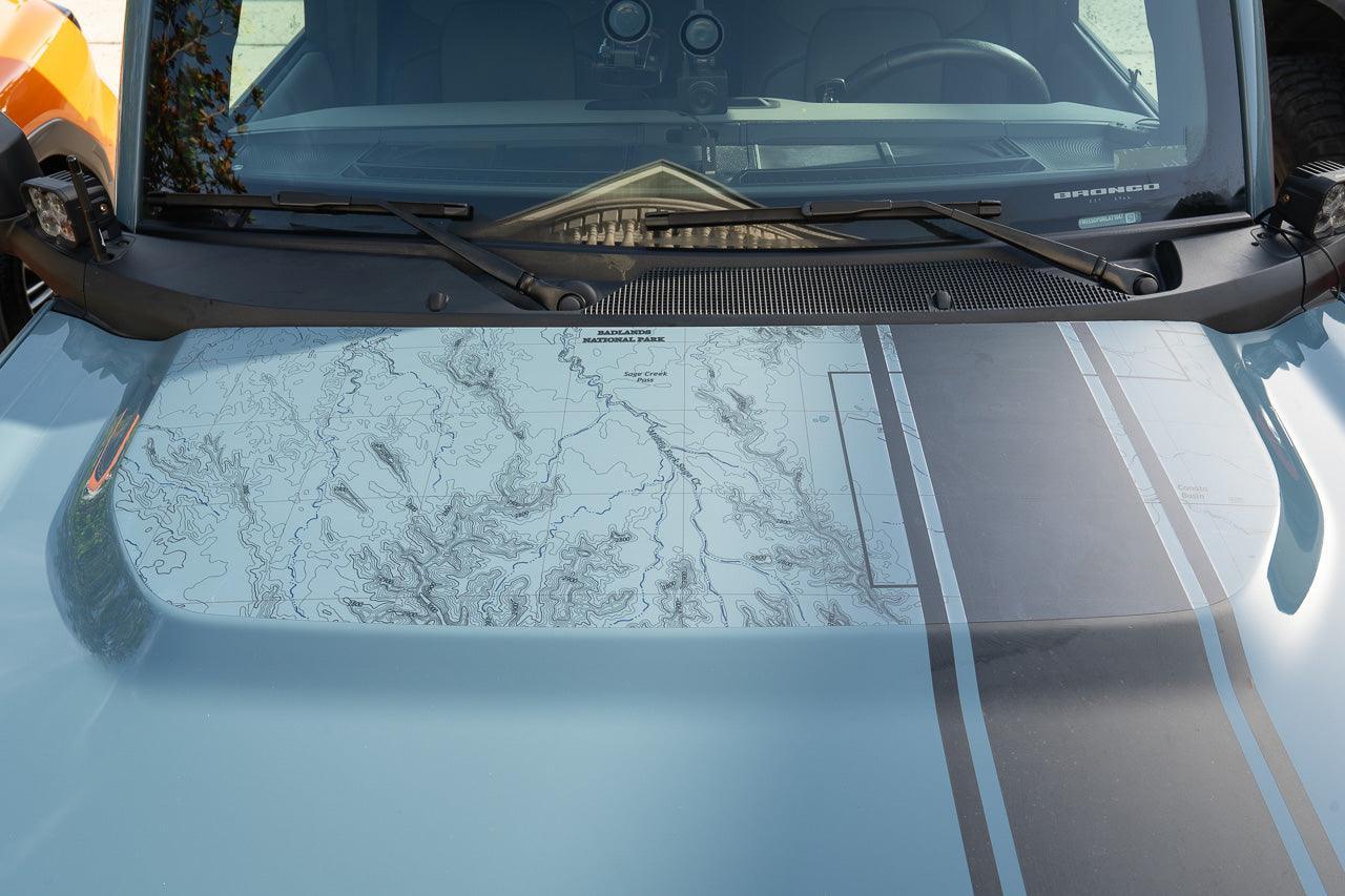 Stealth Clear Badlands Topographic Map Hood Overlay - 2021+ Bronco