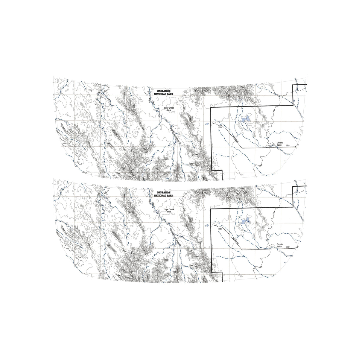 Stealth Clear Badlands Topographic Map Hood Overlay - 2021+ Bronco