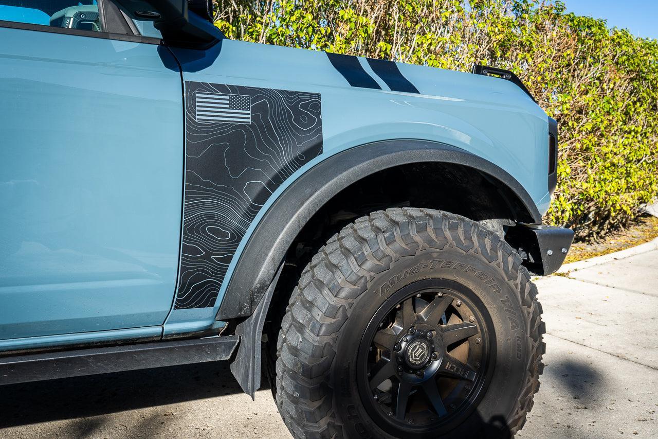 Topo American Flag Fender Overlays - 2021+ Bronco