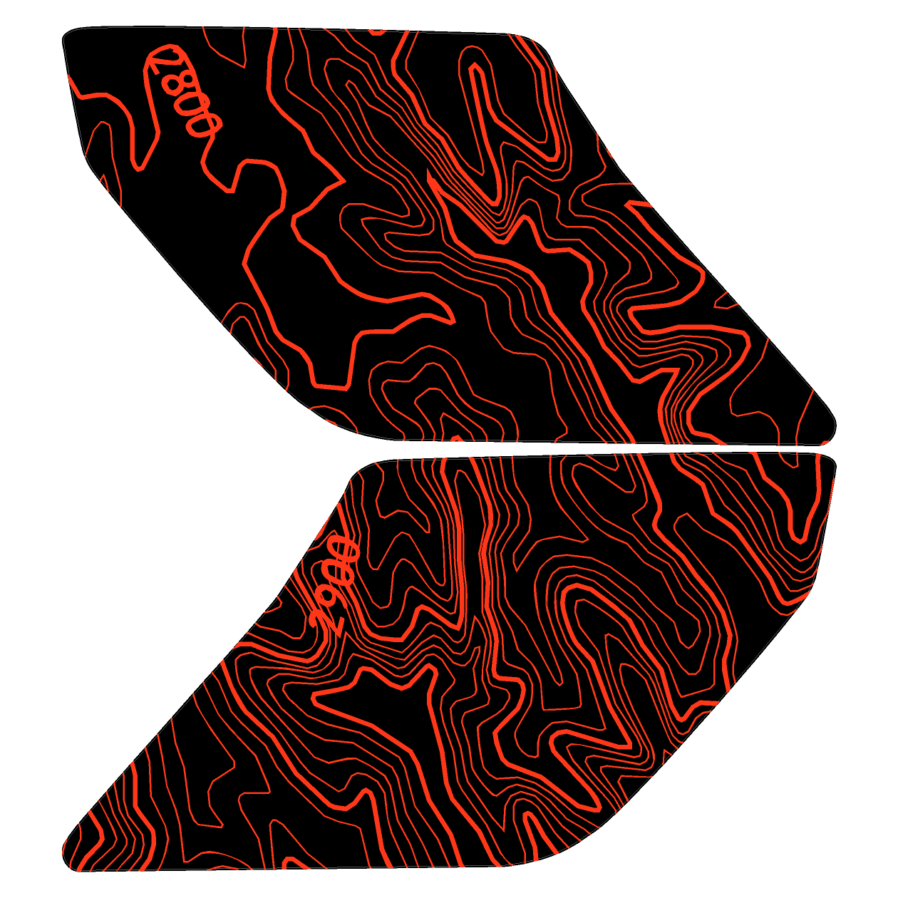 Topo Interior Lower Door Card Insert Overlays (Printed Series) - 2021+ Bronco 2 Door