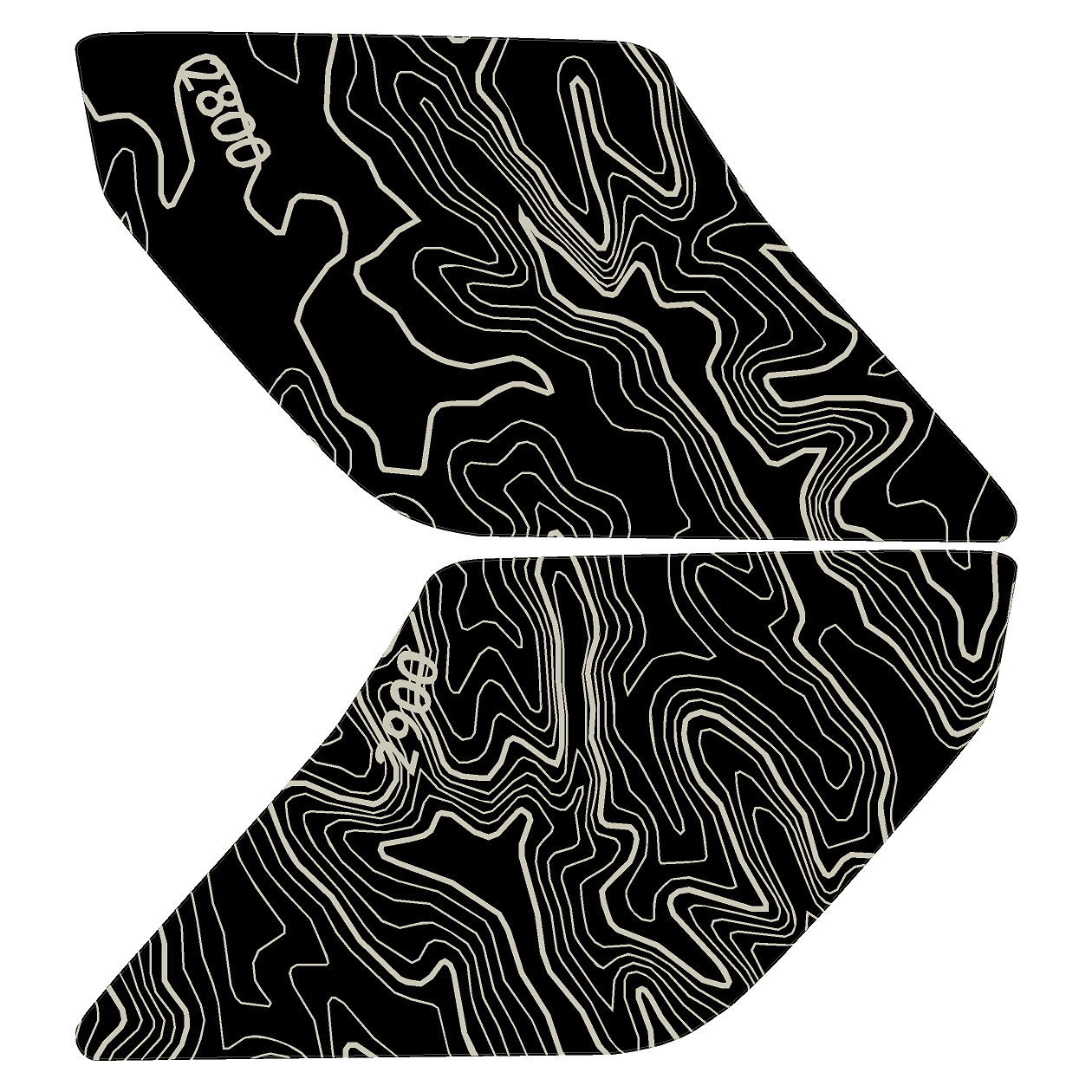 Topo Interior Lower Door Card Insert Overlays (Printed Series) - 2021+ Bronco 2 Door