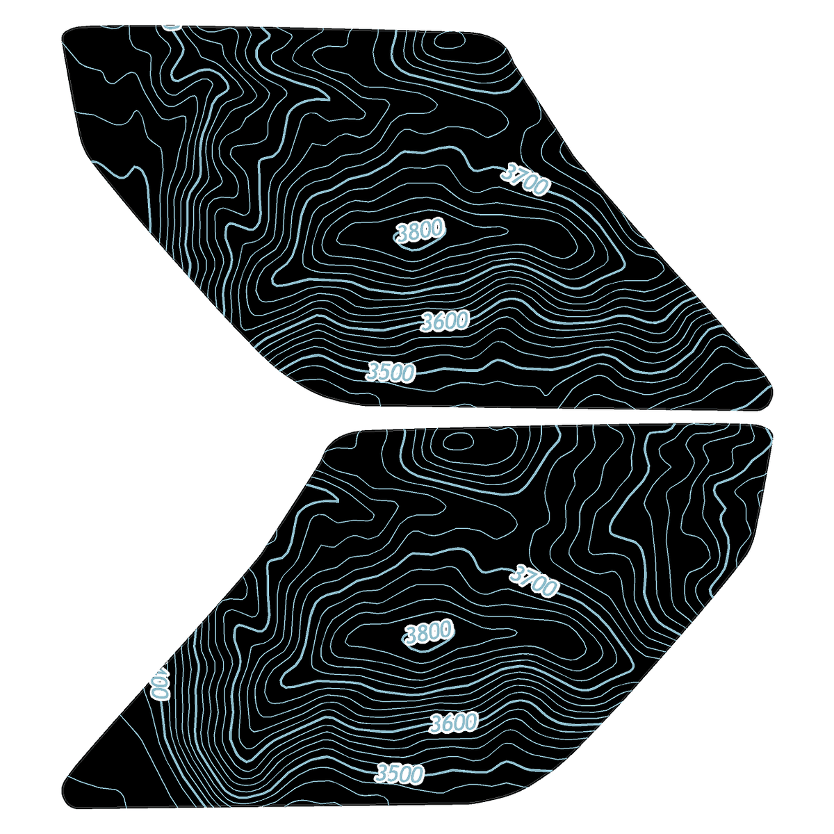 Topo Interior Sun Visor Overlays (Printed Series) - 2021+ Bronco (with Homelink)
