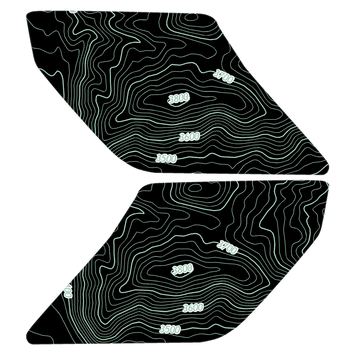 Topo Interior Lower Front Door Card Insert Overlays (Printed Series) - 2021+ Bronco 4 Door