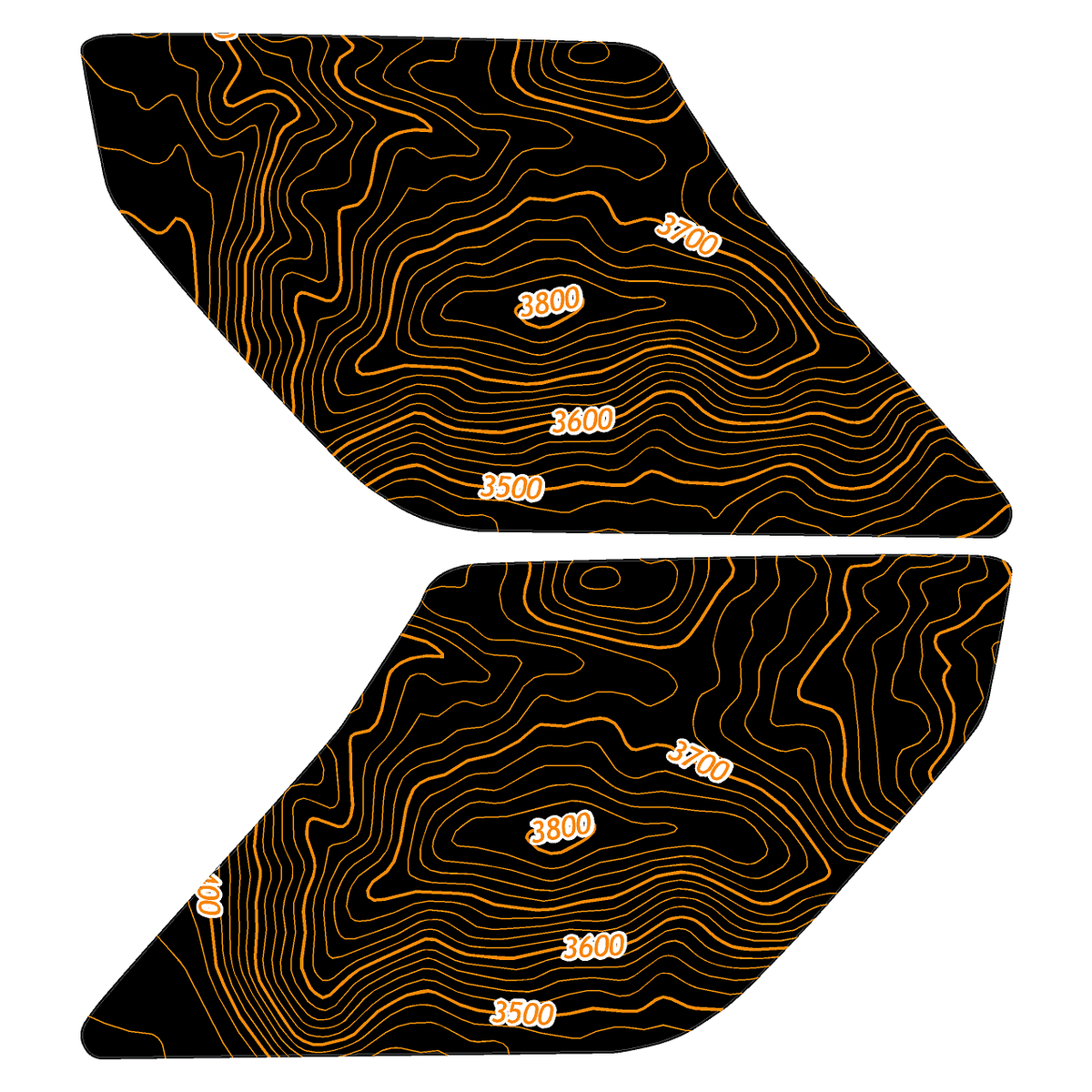 Topo Interior Lower Front Door Card Insert Overlays (Printed Series) - 2021+ Bronco 4 Door