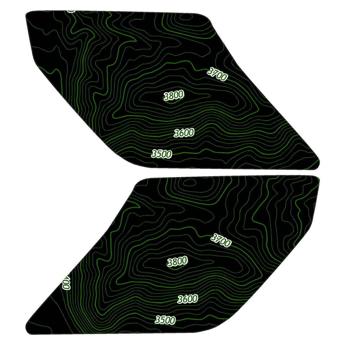 Topo Interior Sun Visor Overlays (Printed Series) - 2021+ Bronco (with Homelink)
