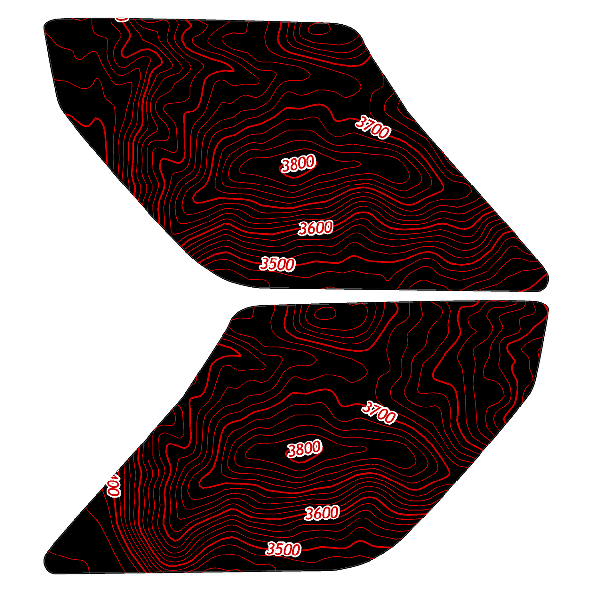 Topo Interior Lower Front Door Card Insert Overlays (Printed Series) - 2021+ Bronco 4 Door