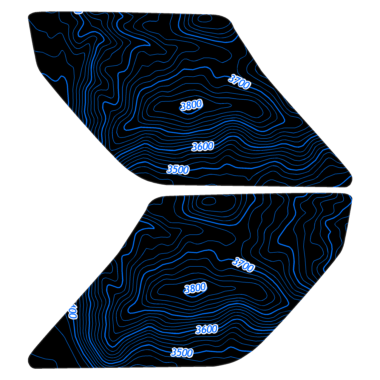 Topo Interior Door Handle Overlays - 2021+ Bronco