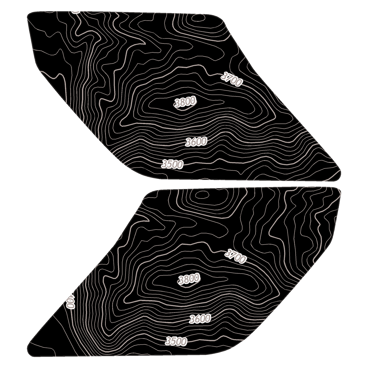 Topo Interior Lower Front Door Card Insert Overlays (Printed Series) - 2021+ Bronco 4 Door