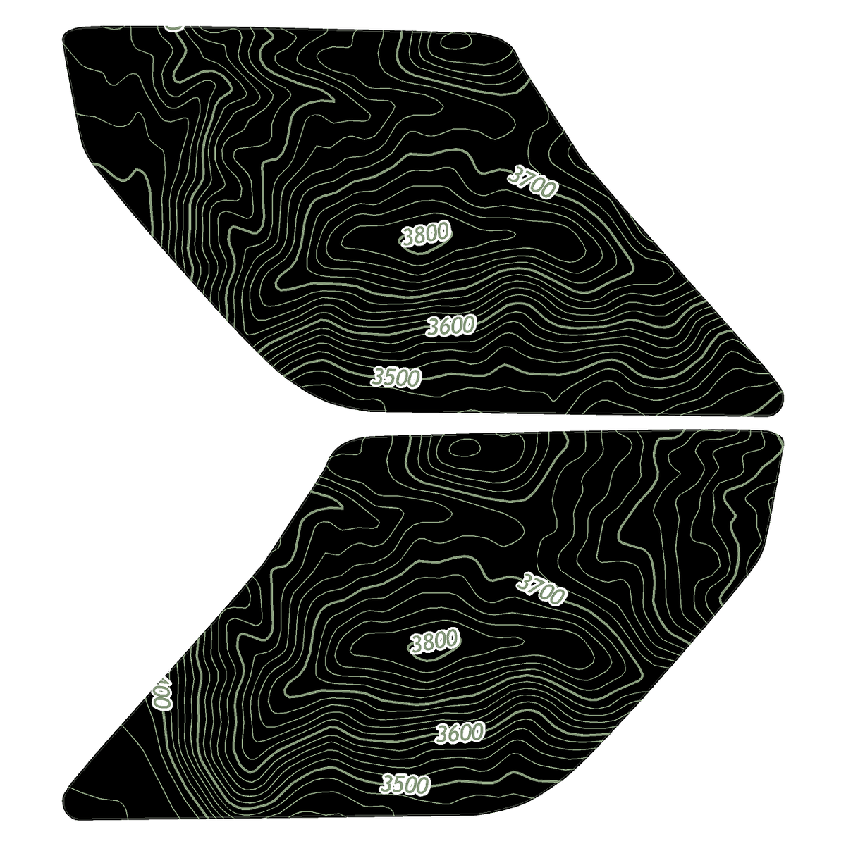 Topo Interior Lower Front Door Card Insert Overlays (Printed Series) - 2021+ Bronco 4 Door