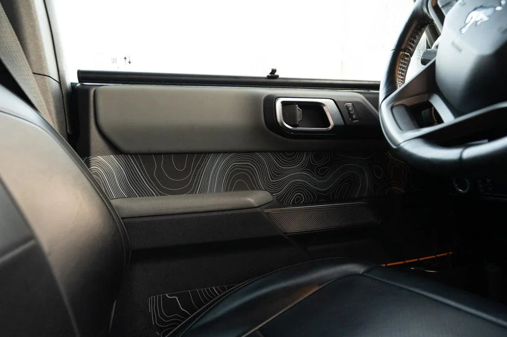 Topo Front Interior Upper Door Card Insert Overlays (Printed Series) - 2021+ Bronco 4 Door