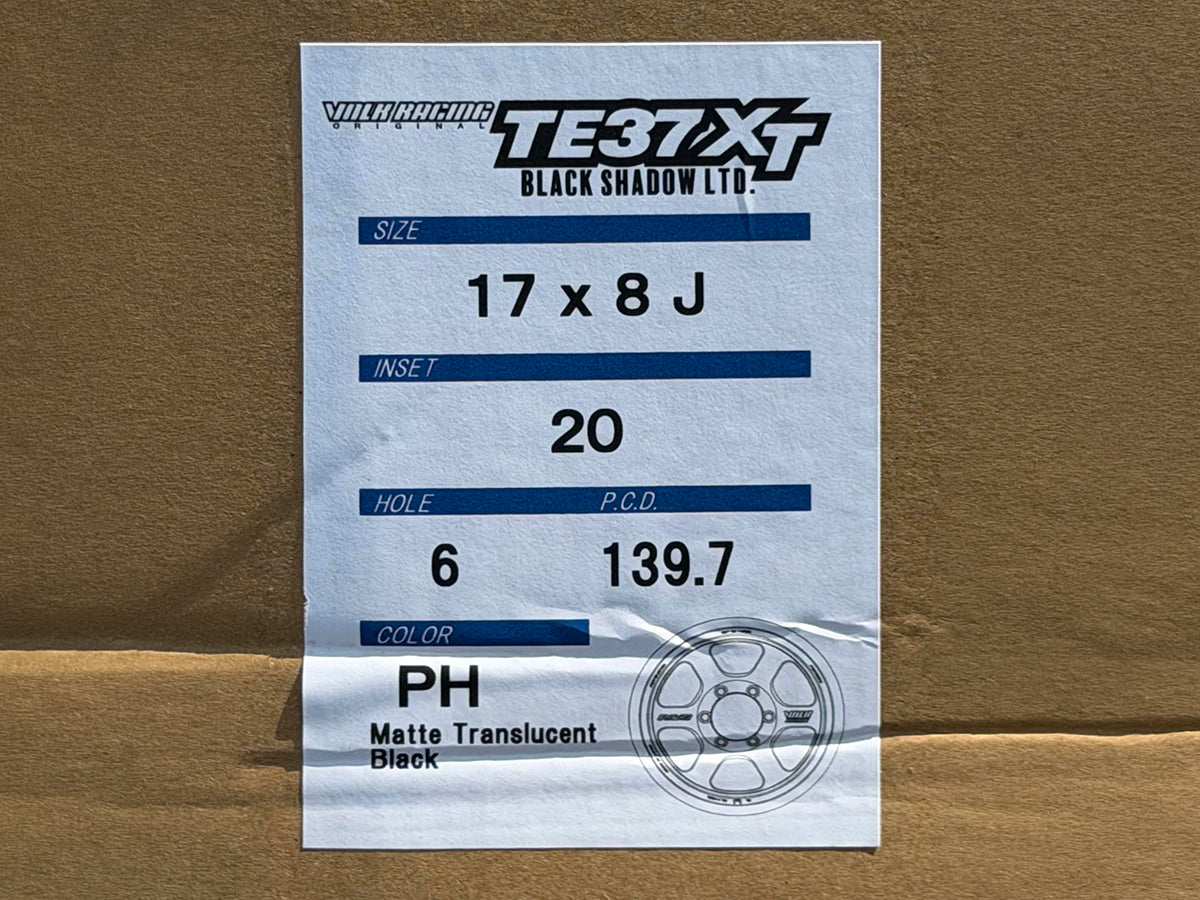 Volk Racing TE37XT Black Shadow LTD 17x8 +20 6x139.7 Matte Translucent Black - 6-Lug Toyota / Lexus Truck (Set of 4)