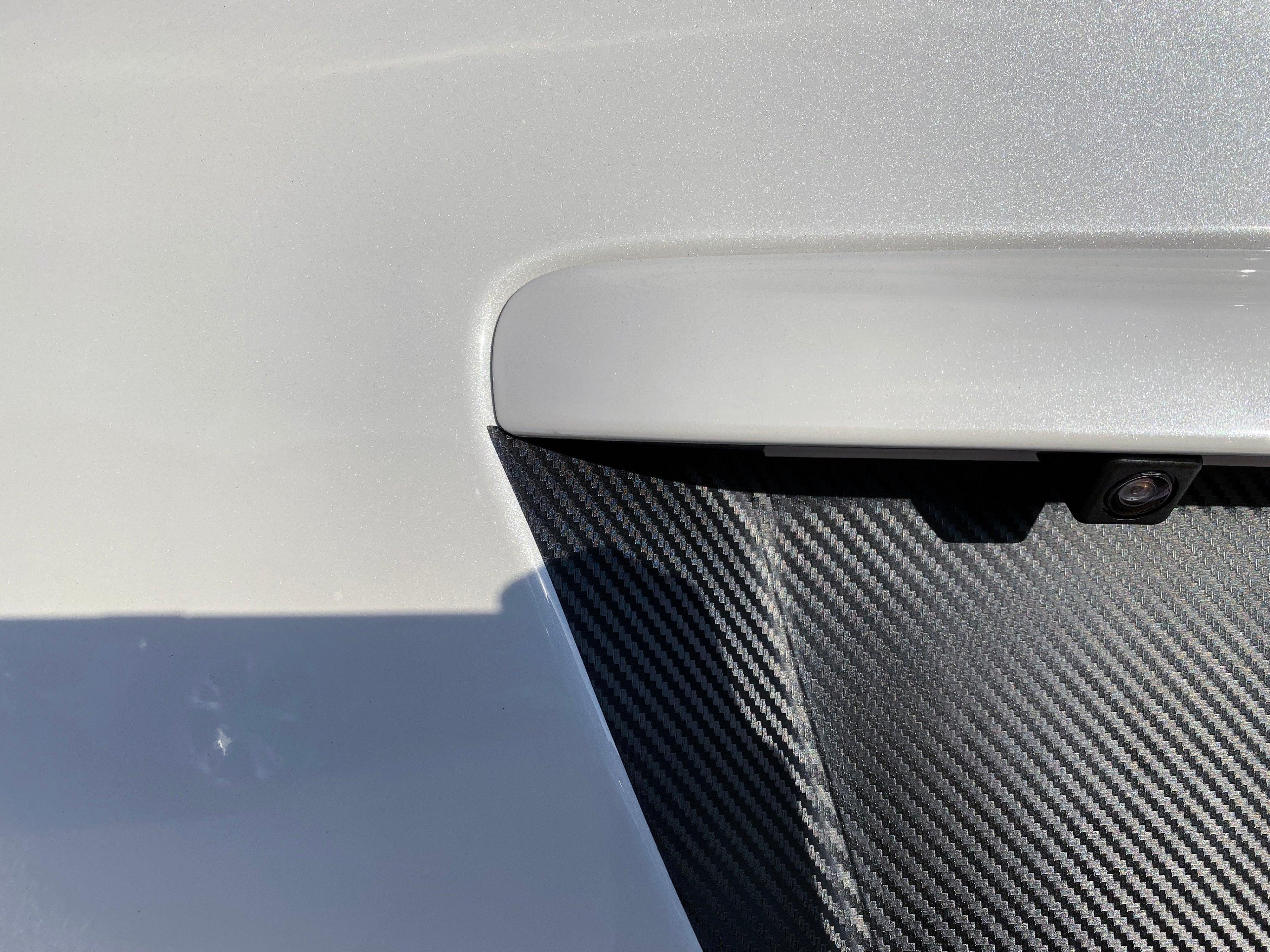 V1 3D Carbon License Plate Panel Black Out Overlays - 2015-2020 Subaru WRX / STI