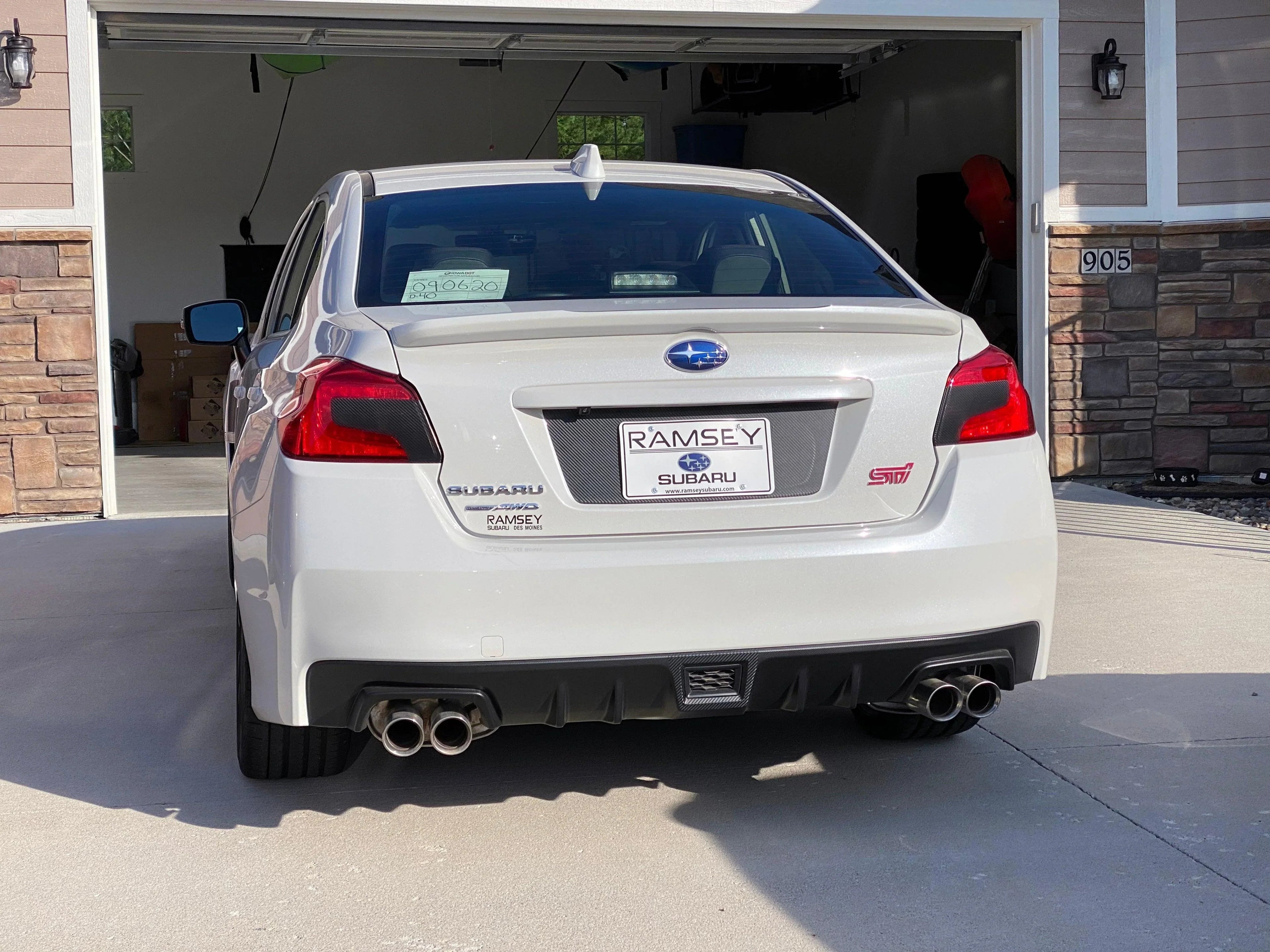 V1 3D Carbon License Plate Panel Black Out Overlays - 2015-2020 Subaru WRX / STI