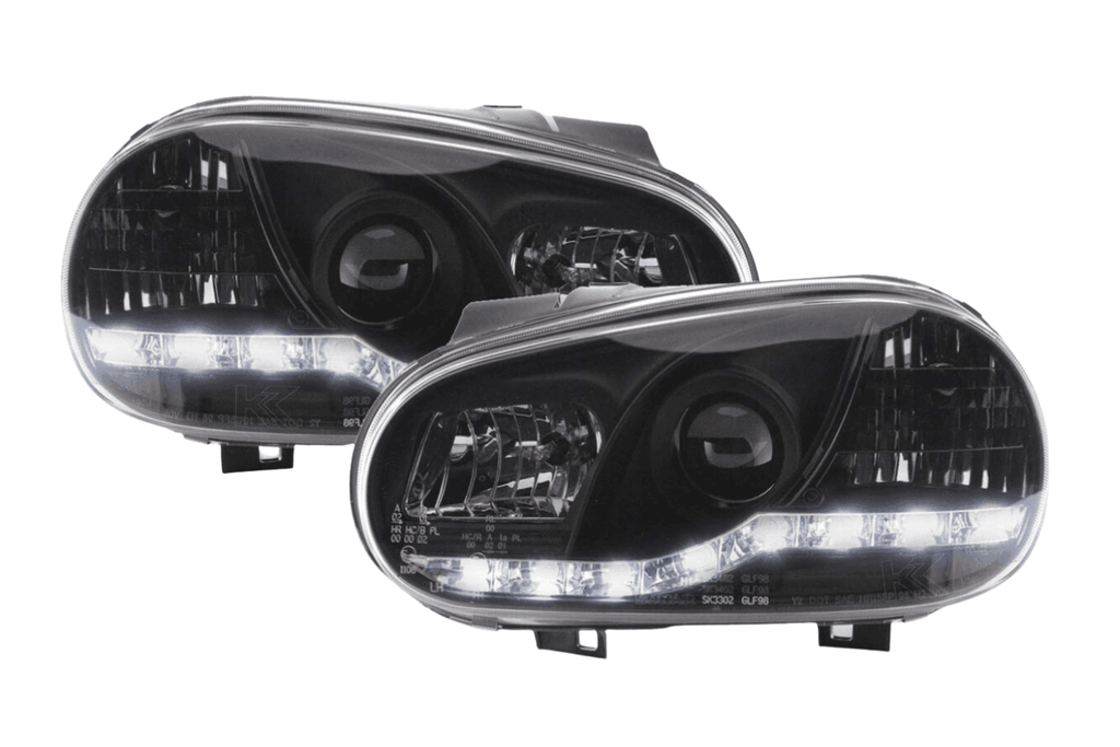 Volkswagen Golf 4 Black LED Headlights with Daytime Running Lights (1997 - 2003)