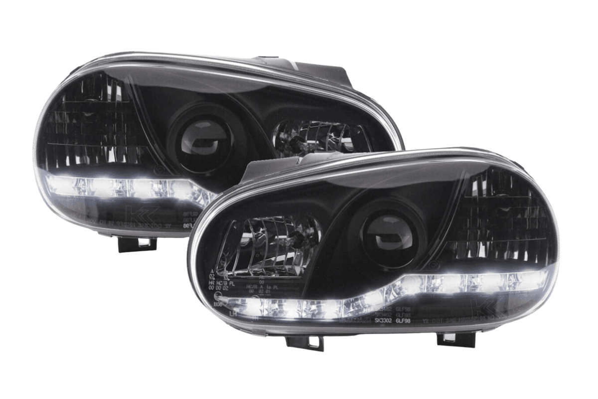 Volkswagen Golf 4 Black LED Headlights with Daytime Running Lights (1997 - 2003)