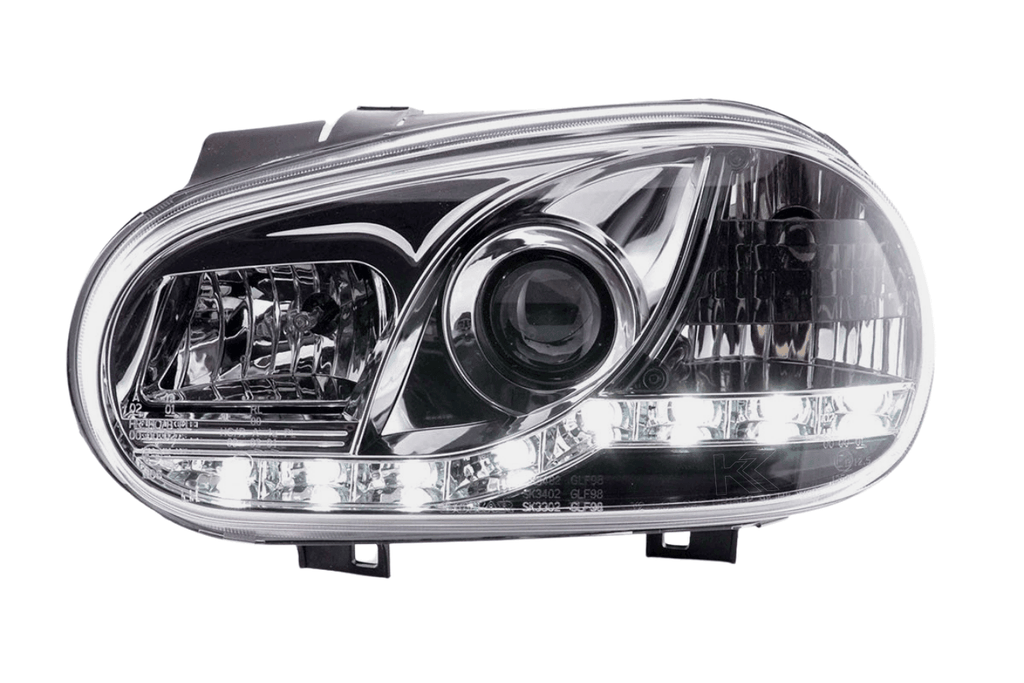 Volkswagen Golf 4 Chrome LED Headlights with Daytime Running Lights (1997 - 2003)