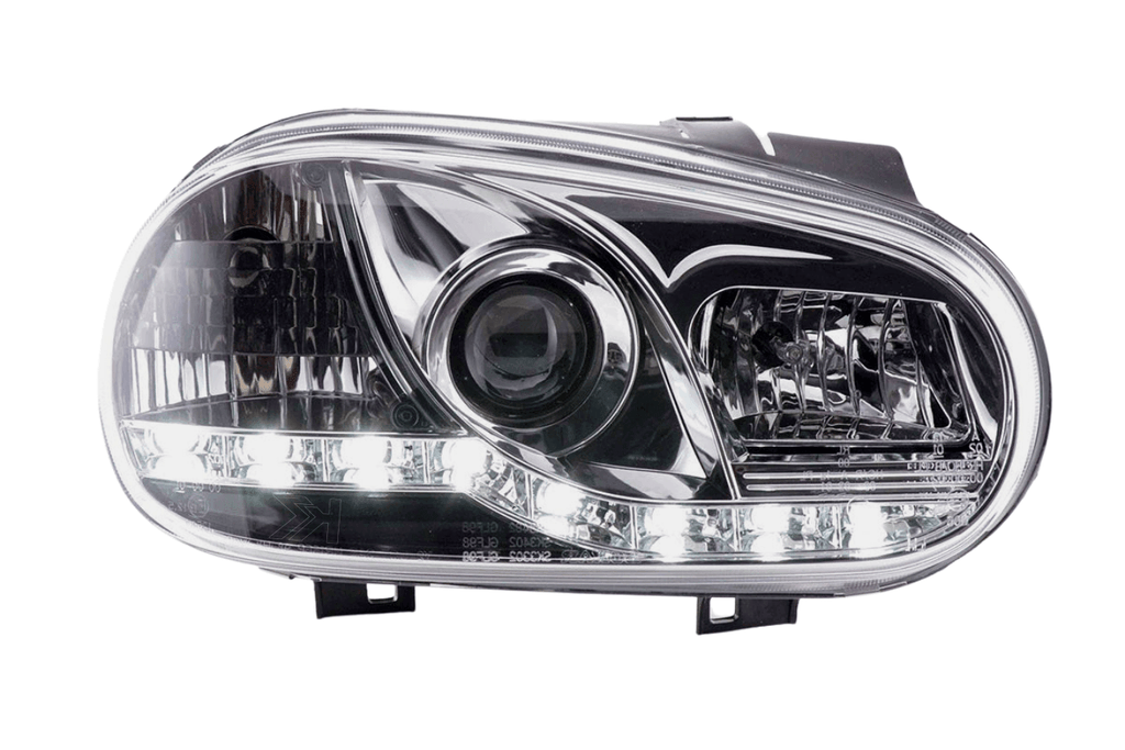 Volkswagen Golf 4 Chrome LED Headlights with Daytime Running Lights (1997 - 2003)