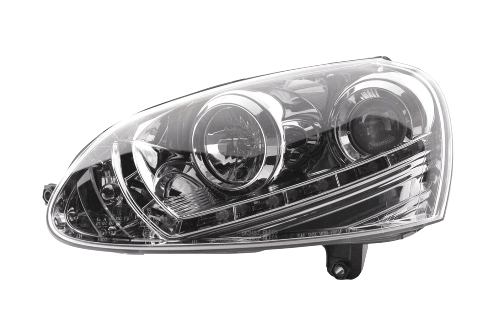 Volkswagen Golf 5 Chrome LED Headlights with Daytime Running Lights (2003 - 2008) - With R87 approval