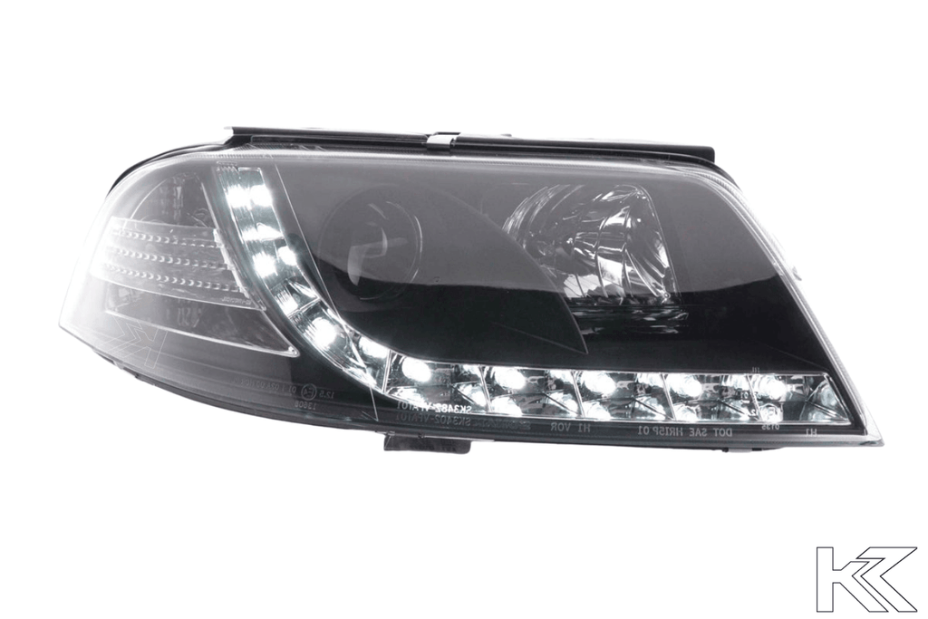 Volkswagen Passat (B5 / 3BG) Black LED Headlights with Daytime Running Lights (2000 - 2005)