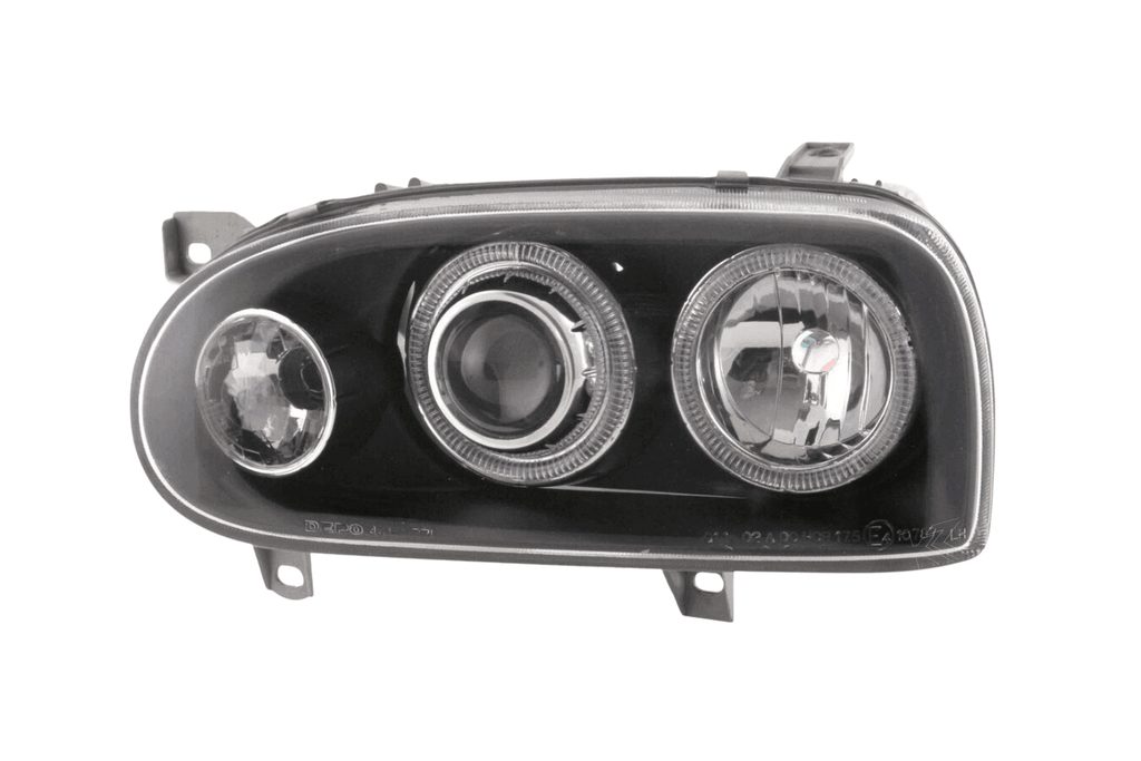 VW Golf 3 type 1HXO, 1 EXO Black Angel Eye Headlights (1991-1997)