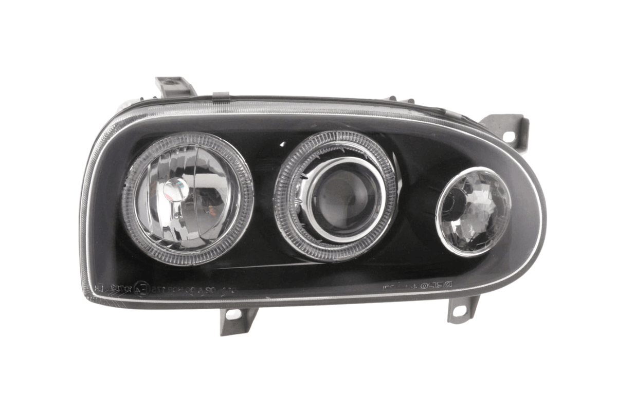 VW Golf 3 type 1HXO, 1 EXO Black Angel Eye Headlights (1991-1997)